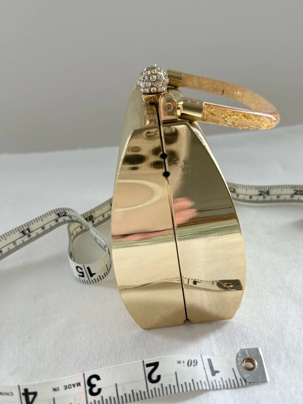 Gold Evening Handbag with Crystal Clasp